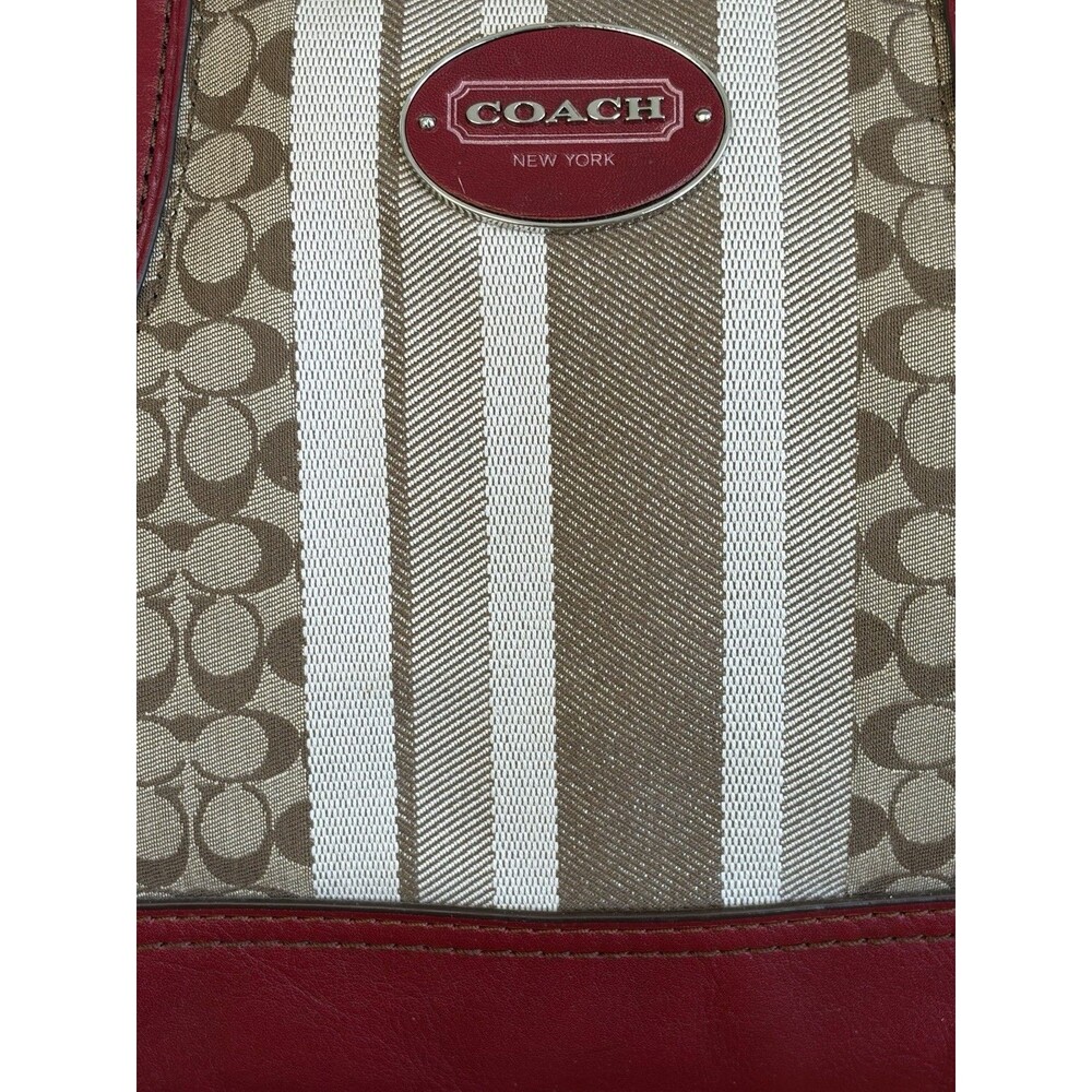 COACH LEGACY Red/Khaki Jacquard Signature Stripe Molly Two way Satchel 21154 - Picture 4 of 16